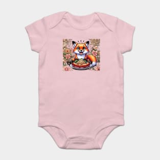 Cute Fox eating german food Baby Bodysuit